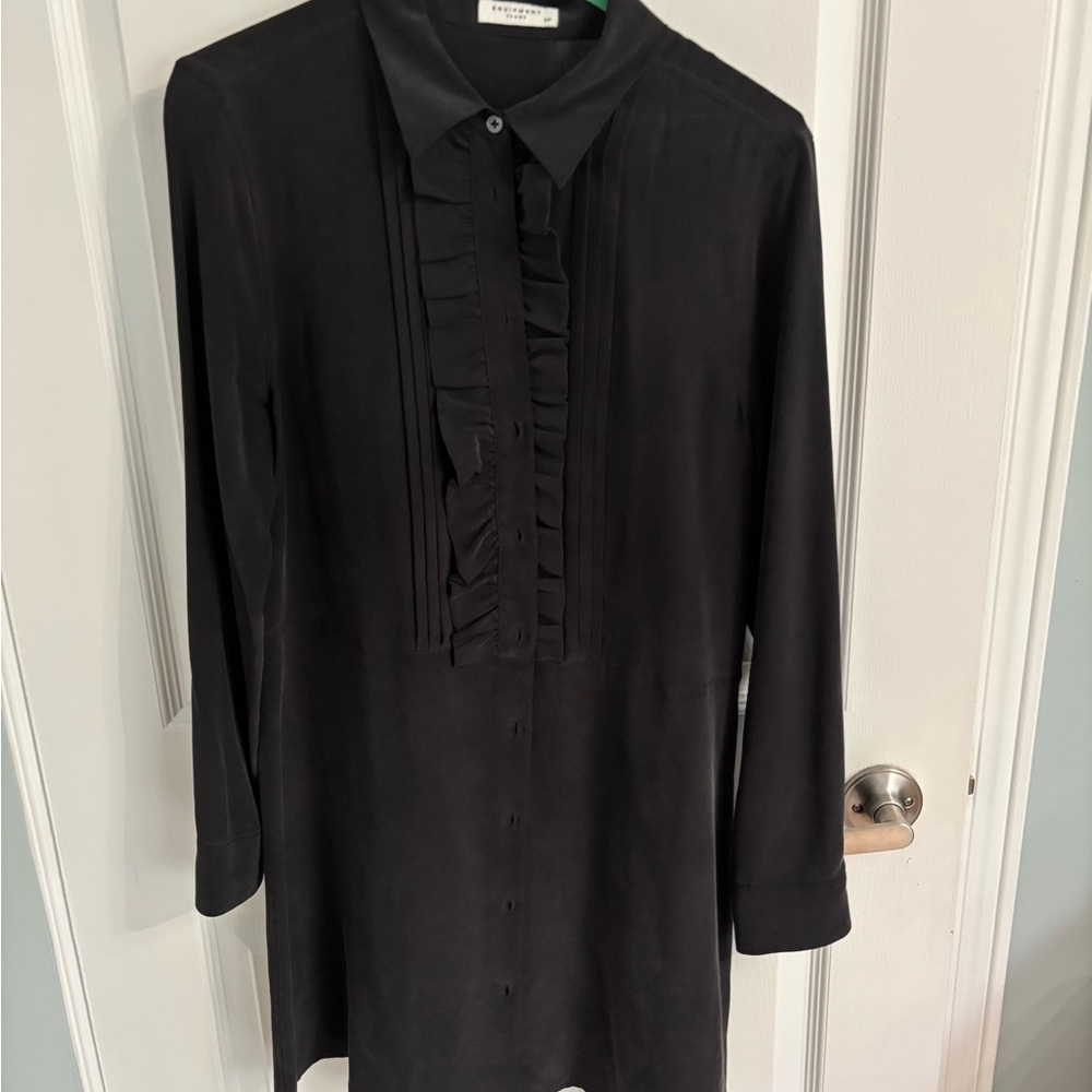 Equipment Black Button-Up Shirtdress